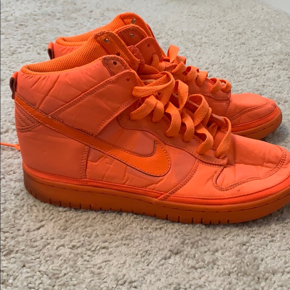 Neon orange Nike NYLON high top sneakers
